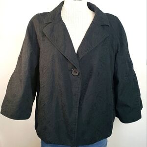 Liz Claiborne Black Embroidered Back Pleated Women's Dinner Jacket Size XL